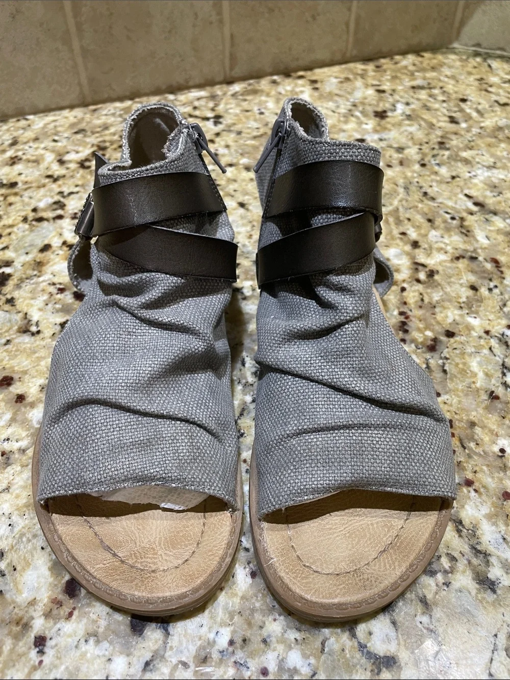 Blowfish Gray Canvas Wrap Sandals with Buckle Strap Size 7